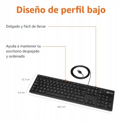 Outlet Klawiatura Amazon Basics USB hiszpańska matowa czerń