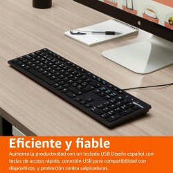 Outlet Klawiatura Amazon Basics USB hiszpańska matowa czerń