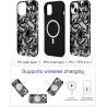 Outlet Koronkowe etui magnetyczne vintage do iPhone'a 15 czarno-białe