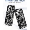 Outlet Koronkowe etui magnetyczne vintage do iPhone'a 15 czarno-białe