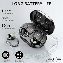 Outlet Sportowe słuchawki Bluetooth z redukcją szumów, 50h pracy na baterii
