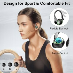 Outlet Sportowe słuchawki Bluetooth z redukcją szumów, 50h pracy na baterii