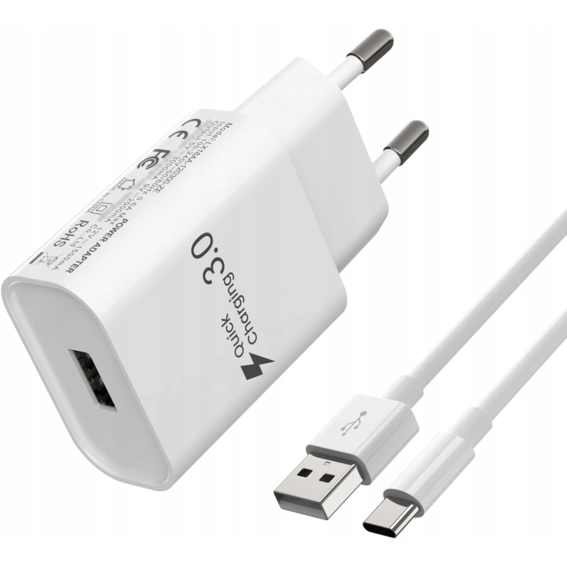 Outlet Ładowarka Hechobo 2m TYP C 3.0 z szybkim ładowaniem, biała