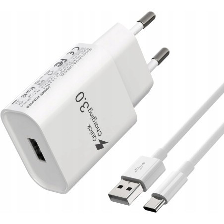 Outlet Ładowarka Hechobo 2m TYP C 3.0 z szybkim ładowaniem, biała