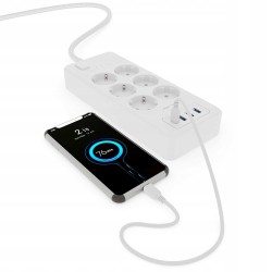 Outlet Amazon Basics listwa przeciwprzepięciowa 6 portów z USB-C i USB 1,5