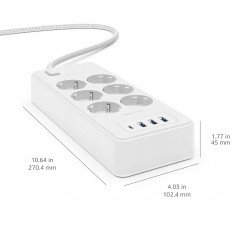 Outlet Amazon Basics listwa przeciwprzepięciowa 6 portów z USB-C i USB 1,5