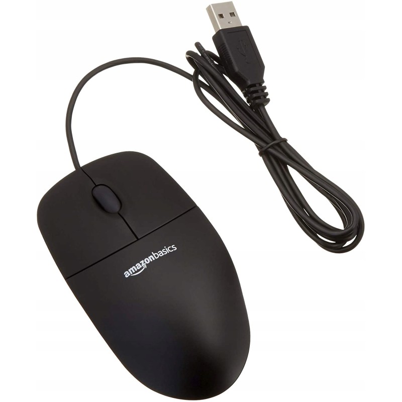Outlet AmazonBasics B005EJH6RW mysz przewodowa USB 1000dpi optyczna czarna