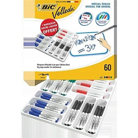 Outlet Marker suchościeralny czarny BIC 60 szt. różnokolorowe