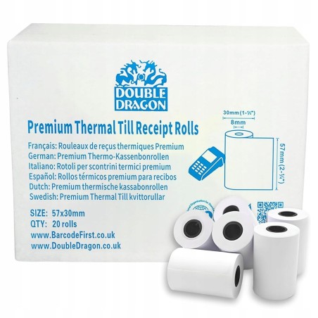 Outlet Double Dragon rolki termiczne 57 x 30 mm do paragonów - 20 szt.