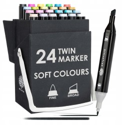 Outlet Marker alkoholowy OfficeTree, zestaw 24 szt. w delikatnych kolorach