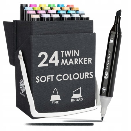 Outlet Marker alkoholowy OfficeTree, zestaw 24 szt. w delikatnych kolorach