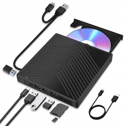 Outlet Zewnętrzny napęd CD/DVD 7 w 1 USB 3.0 z 4 portami USB i USB-C