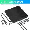 Outlet Zewnętrzny napęd CD/DVD 7 w 1 USB 3.0 z 4 portami USB i USB-C