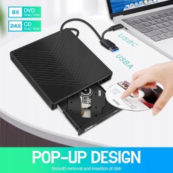 Outlet Zewnętrzny napęd CD/DVD 7 w 1 USB 3.0 z 4 portami USB i USB-C