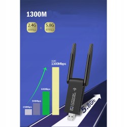 Outlet Karta sieciowa USB Wifi 1300 Mbps USB 3.0 5 GHz 2,4 GHz o dużym