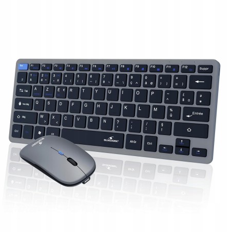 Outlet Bluestork Mini V2 - Bezprzewodowa mysz i klawiatura AZERTY szara