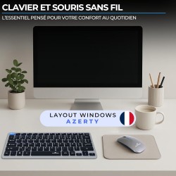 Outlet Bluestork Mini V2 - Bezprzewodowa mysz i klawiatura AZERTY szara