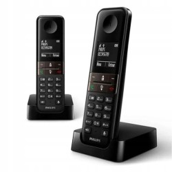 Outlet Philips 2x TELEFON D4702B/34 D4701 bezprzewodowy wi-fi czarny z bazą