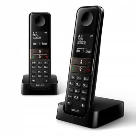 Outlet Philips 2x TELEFON D4702B/34 D4701 bezprzewodowy wi-fi czarny z bazą