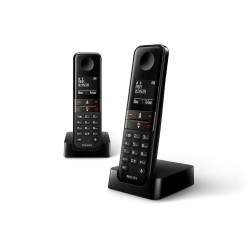 Outlet Philips 2x TELEFON D4702B/34 D4701 bezprzewodowy wi-fi czarny z bazą