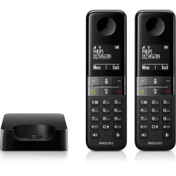 Outlet Philips 2x TELEFON D4702B/34 D4701 bezprzewodowy wi-fi czarny z bazą
