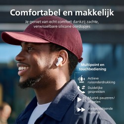 Outlet Bezprzewodowe słuchawki Bluetooth Philips TAT2520WT, wodoodporne,