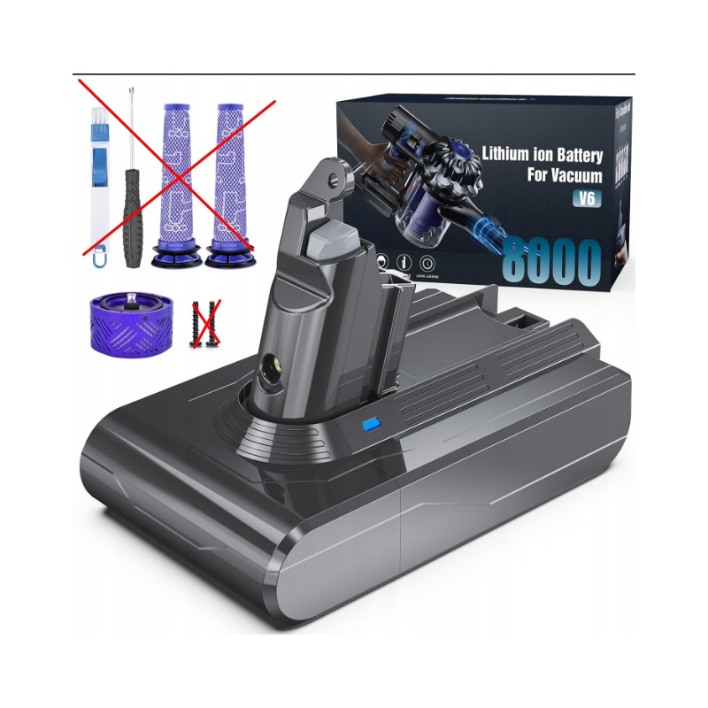 Outlet Morpilot bateria 8000mAh do Dyson V6 zamiennik DC62 SV03 z filtrami