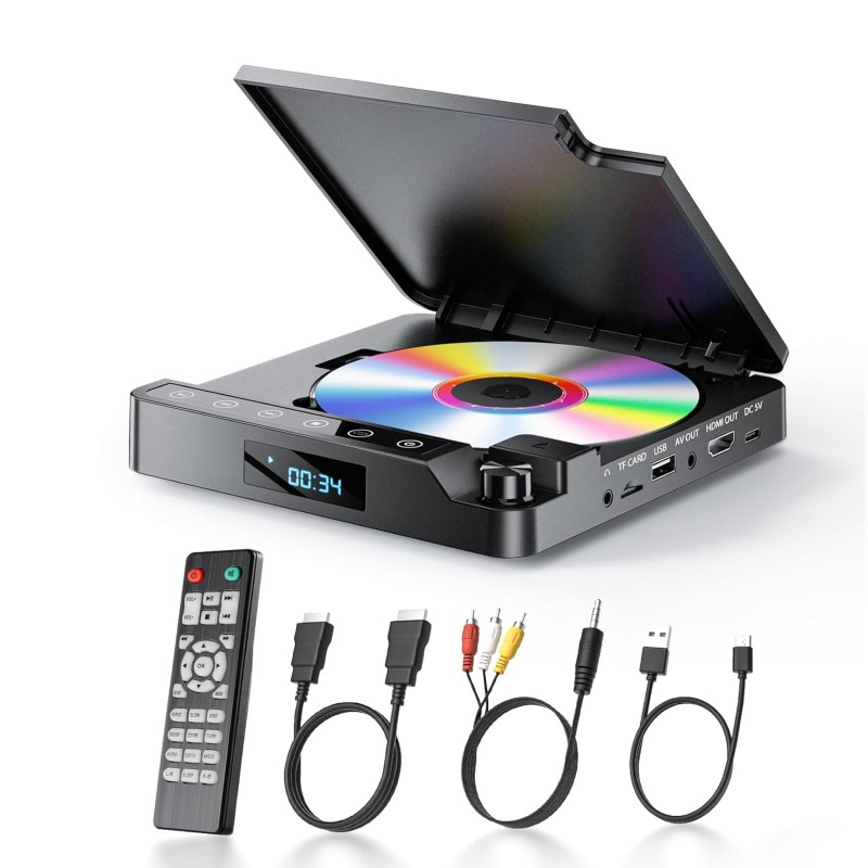 Outlet Desobry Odtwarzacz do telewizora DVD 1080p z wejściem HDMI/AV/USB C