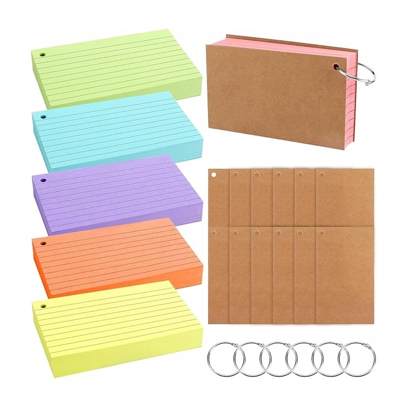 Outlet Fiszki w linie 600 kartek w linie 12,5cm x 7,5cm wielokolorowe OPIS