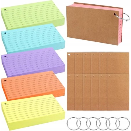 Outlet Fiszki w linie 600 kartek w linie 12,5cm x 7,5cm wielokolorowe OPIS