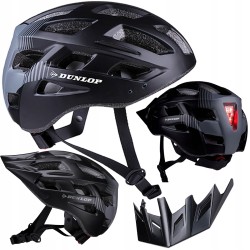Kask rowerowy Dunlop regulowany r. M 55-58cm LED czarny mat