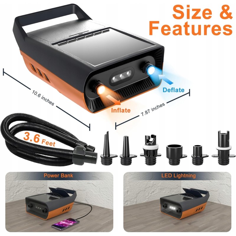 Outlet Elektryczna akumulatorowa pompa SUP Mojimdo 13500 mAh 20PSI OPIS