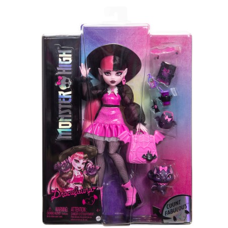 MATTEL LALKA MONSTER HIGH DRACULAURA HRABIA NIETOPERZ ZWIERZĄTKO AKCESORIA