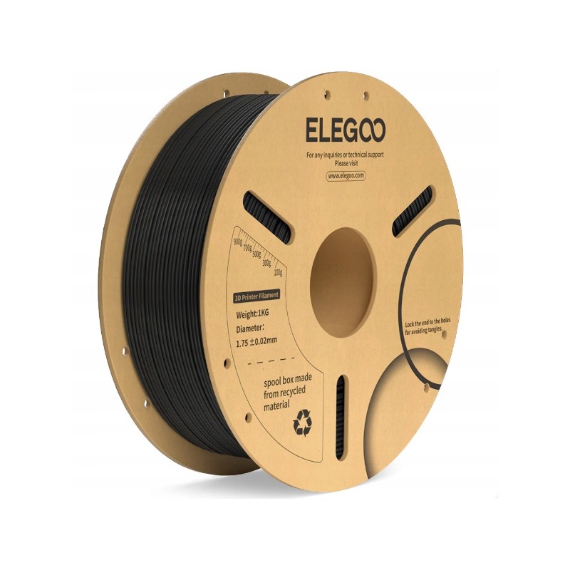 Outlet Filament Elegoo PLA Plus Czarny 1kg WYTRZYMAŁY ODPORNY 1.75 mm
