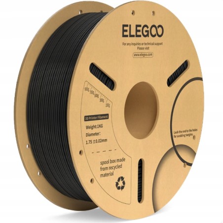 Outlet Filament Elegoo PLA Plus Czarny 1kg WYTRZYMAŁY ODPORNY 1.75 mm