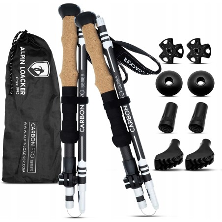 Outlet Kije trekkingowe Alpin Loacker Carbon Pro Series 115-135 cm lekkie