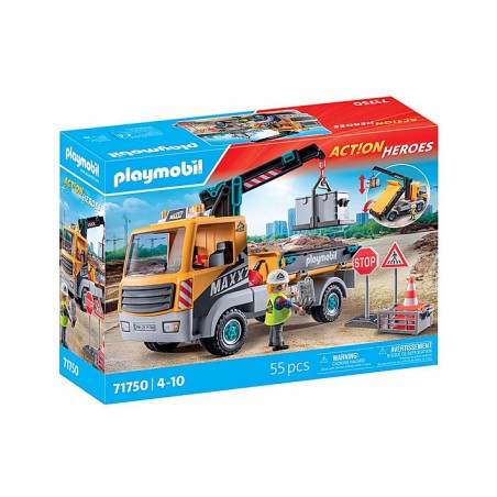 Outlet Playmobil Action Heroes Ciężarówka budowlana z dźwigiem HDS 71750