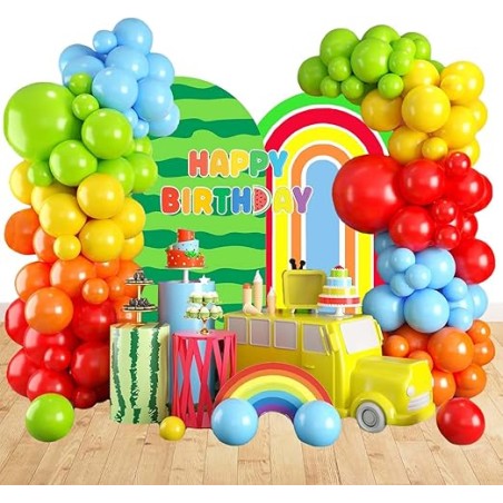 BALONY KOLOROWE LATEKSOWE TĘCZOWE 155szt. +taśma I wstążka trwałe do łuku