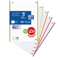 Wkład do segregatora A4 w kratkę 5x5 Oxford 120 kartek mikroperforowane