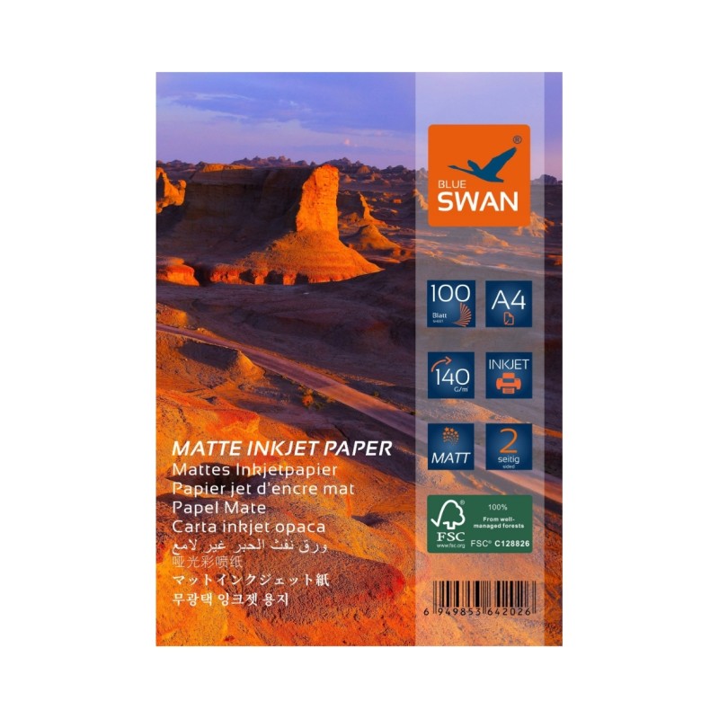 Papier fotograficzny matowy biały Blue Swan A4 140 g/m² 100 szt. dwustronny
