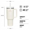 Kubek termiczny Stanley Quencher H2.0 biały stal nierdzewna 1200 ml