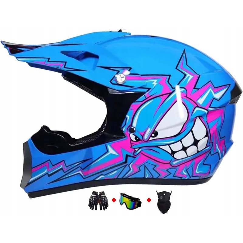 Outlet Kask motocyklowy cross ATV + gogle rękawice maska r. M 57-58 cm