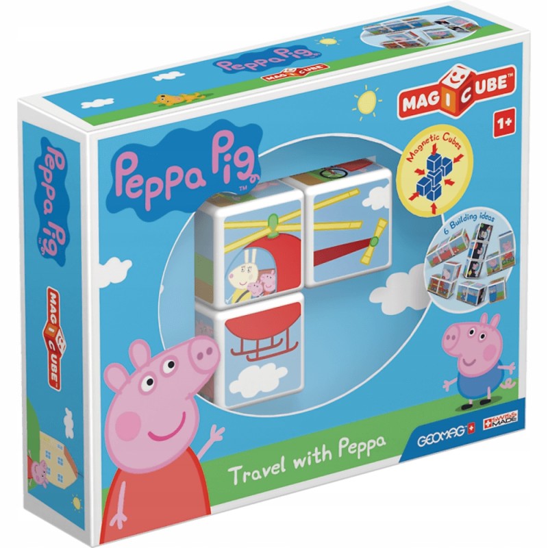 Outlet Klocki magnetyczne Świnka Peppa Pig GeoMag MagiCube 3el. 12m+ magnes