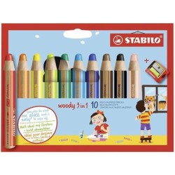 Outlet Kredki grube XXL Stabilo Woody 3w1 10 kolorów z temperówką Woody