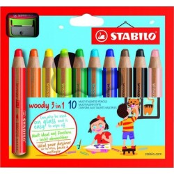 Outlet Kredki grube XXL Stabilo Woody 3w1 10 kolorów z temperówką Woody
