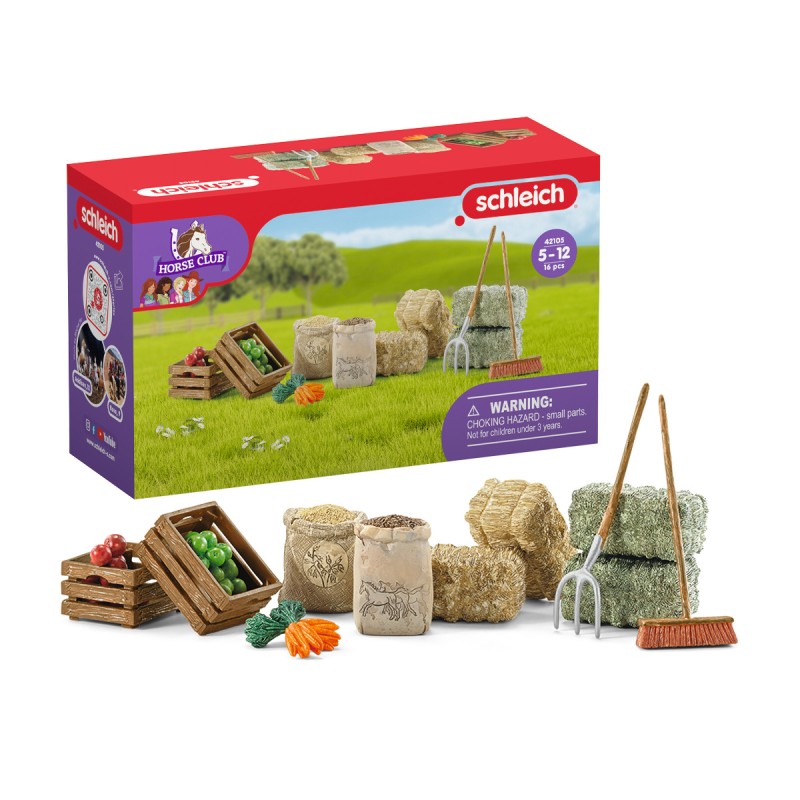 Schleich Zestaw do karmienia koni SLH-42105 16 el. siano kreatywna zabawa
