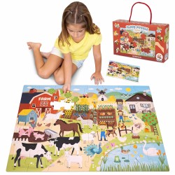 Outlet Puzzle dla dzieci BONNYCO XXL 60x40cm farma zwierzęta na wsi jakość