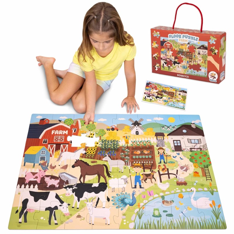 Outlet Puzzle dla dzieci BONNYCO XXL 60x40cm farma zwierzęta na wsi jakość