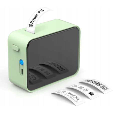 Outlet Drukarka Etykiet Bluetooth P15 Termiczna Bez Atramentu Zielone