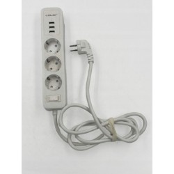 Outlet Listwa zasilająca 6w1 3 gniazda 3 USB 2m wyłącznik przepięciowa